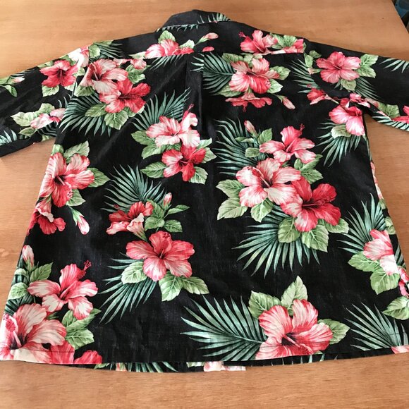 Bishop Street Hawaiian Shirt Men XL Green Floral Button Up Pocket Short Sleeve - Picture 2 of 11